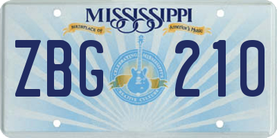 MS license plate ZBG210