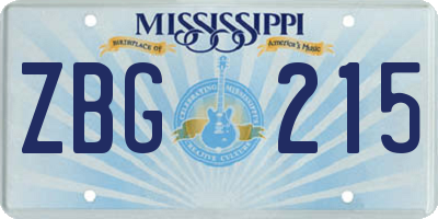 MS license plate ZBG215