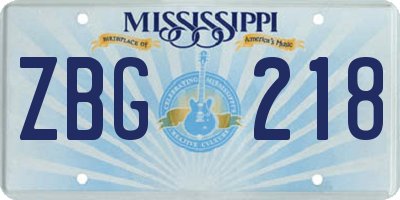 MS license plate ZBG218