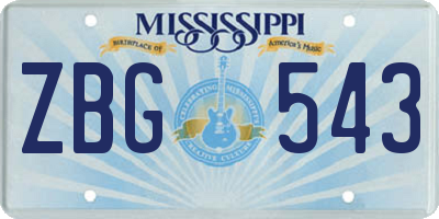 MS license plate ZBG543