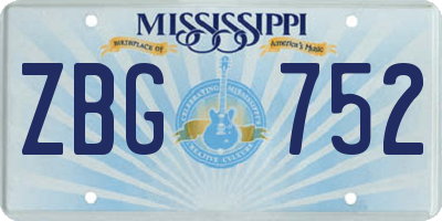 MS license plate ZBG752