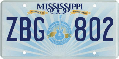 MS license plate ZBG802