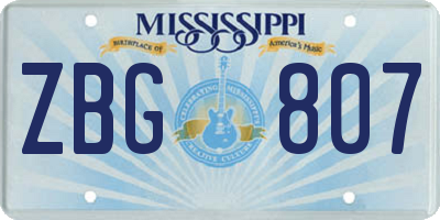 MS license plate ZBG807
