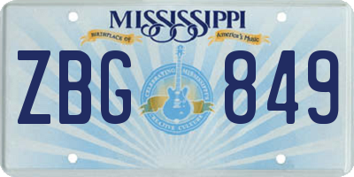 MS license plate ZBG849