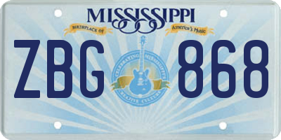 MS license plate ZBG868