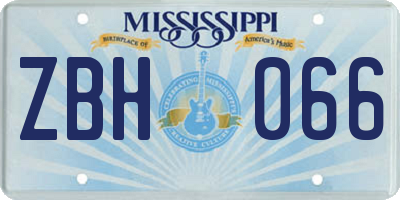 MS license plate ZBH066
