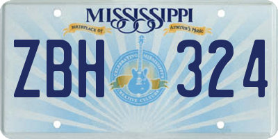 MS license plate ZBH324