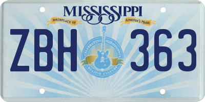 MS license plate ZBH363