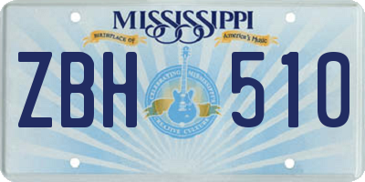 MS license plate ZBH510