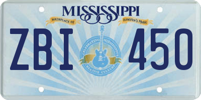 MS license plate ZBI450