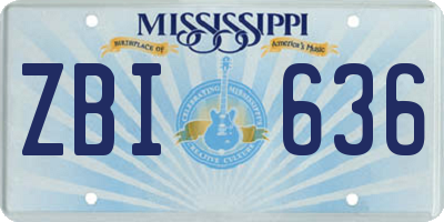 MS license plate ZBI636