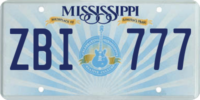 MS license plate ZBI777