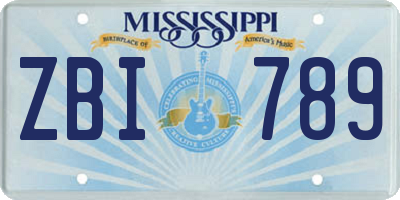 MS license plate ZBI789