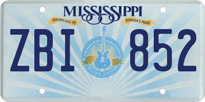 MS license plate ZBI852