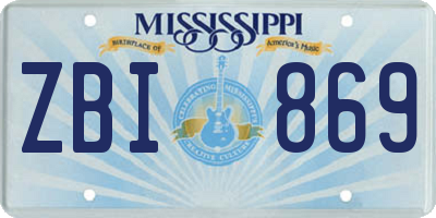 MS license plate ZBI869