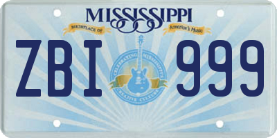 MS license plate ZBI999