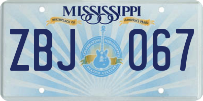 MS license plate ZBJ067