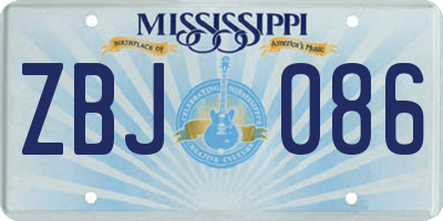 MS license plate ZBJ086