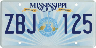 MS license plate ZBJ125