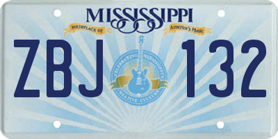 MS license plate ZBJ132