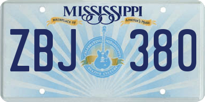 MS license plate ZBJ380