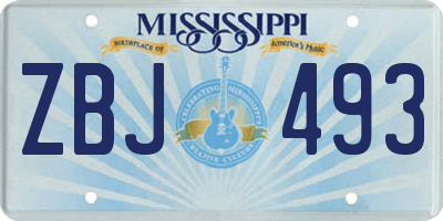 MS license plate ZBJ493
