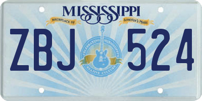 MS license plate ZBJ524