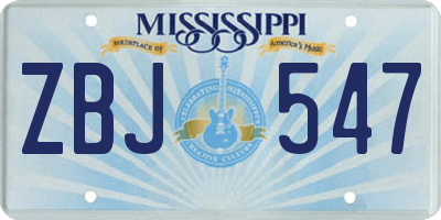 MS license plate ZBJ547