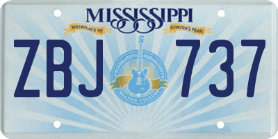MS license plate ZBJ737