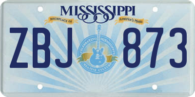 MS license plate ZBJ873