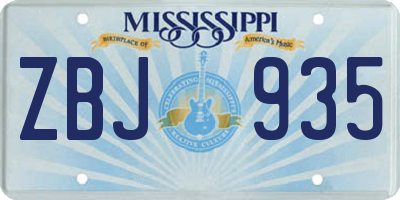 MS license plate ZBJ935
