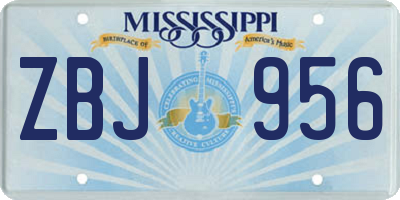 MS license plate ZBJ956