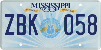 MS license plate ZBK058