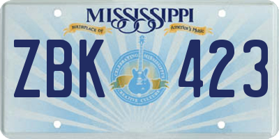 MS license plate ZBK423