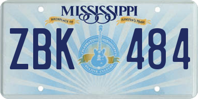 MS license plate ZBK484