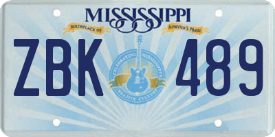 MS license plate ZBK489