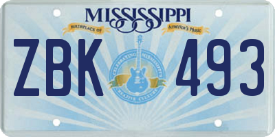 MS license plate ZBK493