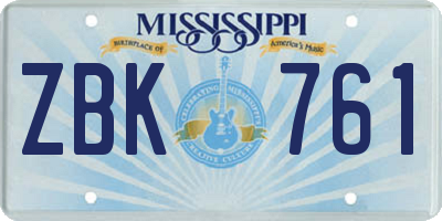 MS license plate ZBK761