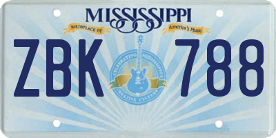 MS license plate ZBK788