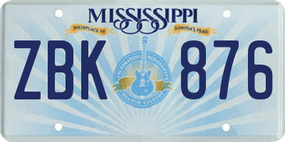 MS license plate ZBK876