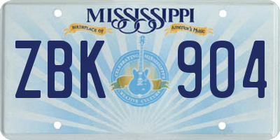 MS license plate ZBK904