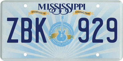MS license plate ZBK929