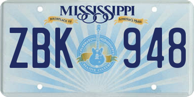 MS license plate ZBK948