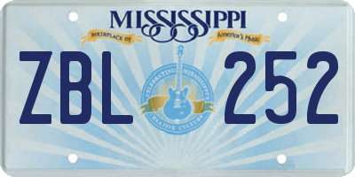 MS license plate ZBL252