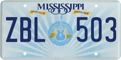MS license plate ZBL503