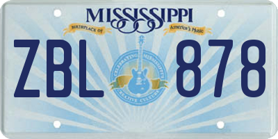MS license plate ZBL878