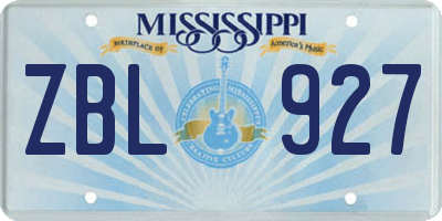 MS license plate ZBL927