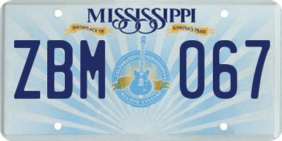 MS license plate ZBM067