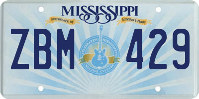 MS license plate ZBM429
