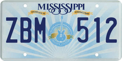 MS license plate ZBM512